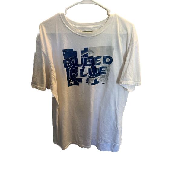 Los Angeles -LA Dodgers "Bleed Blue" T-Shirt Size XL By Majestic - Picture 1 of 6